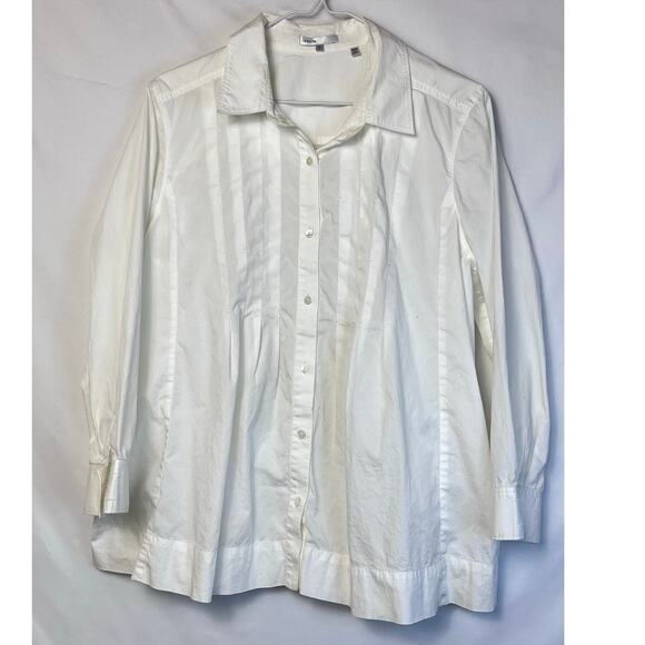 Vince Womens 8 White Button Up Pleated Long Sleeve Lightweight Summer Shirt - Picture 1 of 8